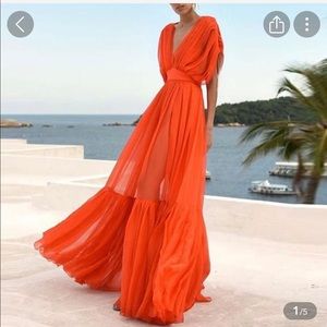 Sheer Orange Maxi Dress